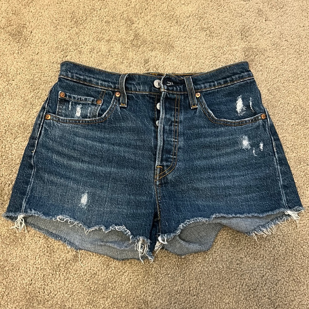 Dark blue denim shorts